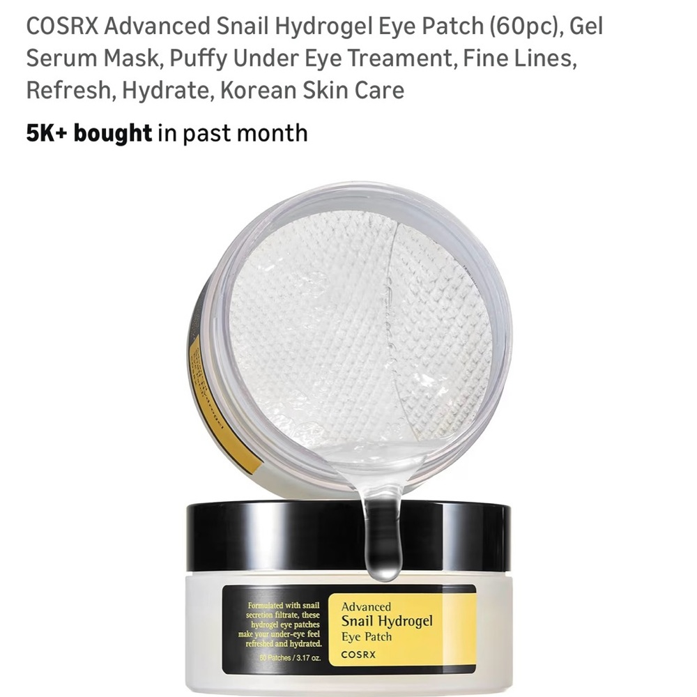COSRX Snail Hydrogel Eye Patch - Black and White